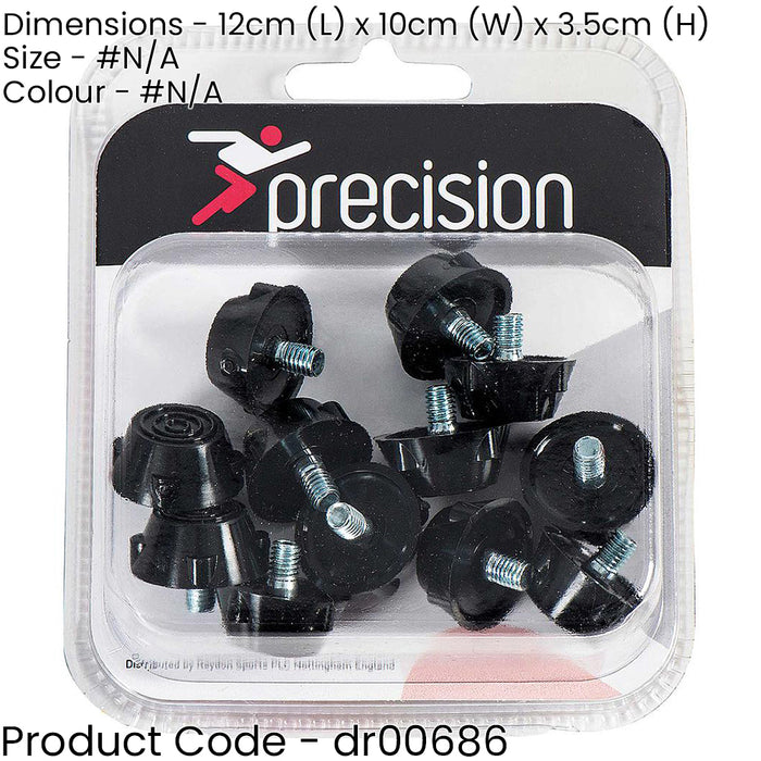 12 PACK Rubber Ultra Flat Safety Football Studs - 12x 10mm Screw-in Hard Ground