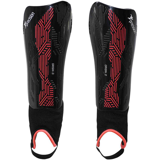 S - Football Shin Pads & Ankle Guards BLACK/RED High Impact Slip On Leg Cover