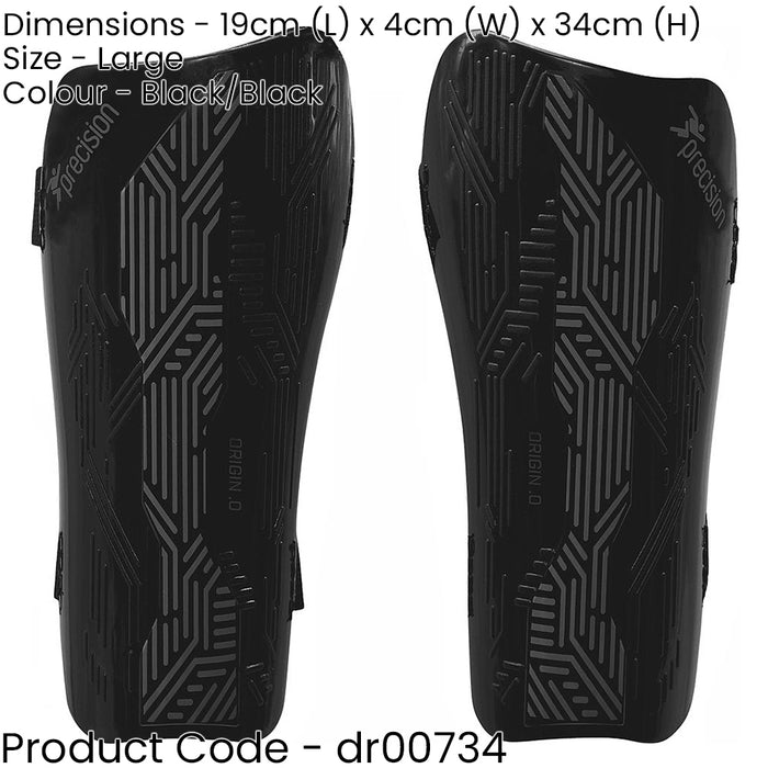 L - Football Shin Pad Guards - BLACK/BLACK - High Impact Wrap Around Leg Cover