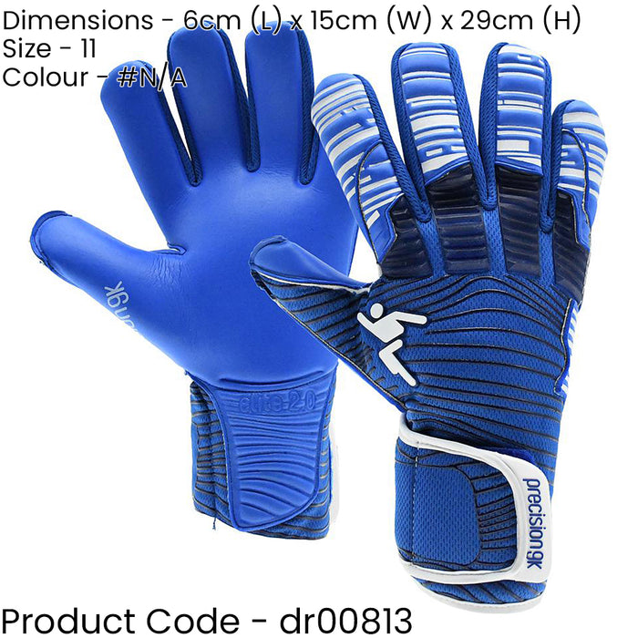 Size 11 Professional ADULT Goal Keeping Gloves - ELITE 2.0 Blue Keeper Glove