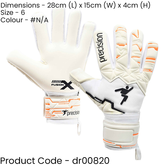 Size 6 Professional JUNIOR Goal Keeping Gloves - Negative Contact WHITE Keeper