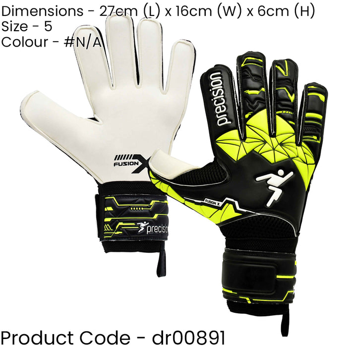 Size 5 Professional JUNIOR Goal Keeping Gloves Flat Cut BLACK/GREEN Keeper Glove