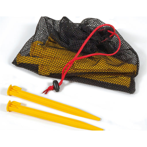 10 PACK Yellow Plastic Net Pegs & Carry Bag - Football Goal Gound Spike Set