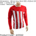 L JUNIOR Valencia Stripe Long Sleeve PLAIN Football Shirt - RED/WHITE 30-32"