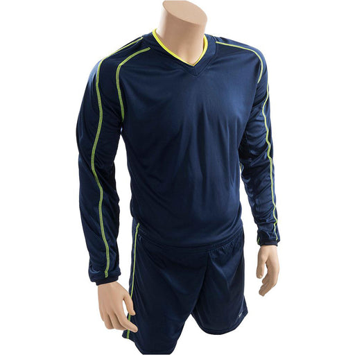 L JUNIOR Long Sleeve Marseille Shirt & Short Set - NAVY/FLUO 30-32" Football Kit