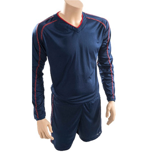S ADULT Long Sleeve Marseille Shirt & Short Set - NAVY/RED 34-36" Football Kit