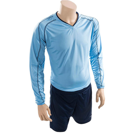L JUNIOR Long Sleeve Marseille Shirt & Short Set - SKY/NAVY 30-32" Football Kit