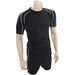 XL ADULT Short Sleeve Training Shirt & Short Set BLACK/WHITE PLAIN Football Kit