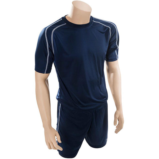 M JUNIOR Short Sleeve Training Shirt & Short Set - NAVY/WHITE PLAIN Football Kit