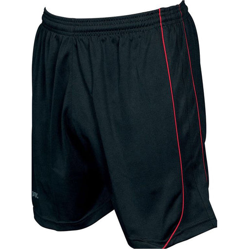 S JUNIOR Elastic Waist Football Gym Training Shorts - Plain BLACK/RED 22-24"