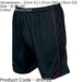 M ADULT Elastic Waist Football Gym Training Shorts - Plain BLACK/RED 34-36"