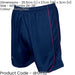 M/L JUNIOR Elastic Waist Football Gym Training Shorts - Plain NAVY/RED 26-28"
