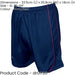 XL ADULT Elastic Waist Football Gym Training Shorts - Plain NAVY/RED 42-44"