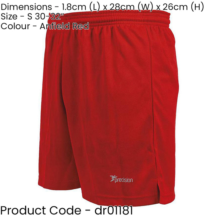 S ADULT Elastic Lightweight Football Gym Training Shorts - Anfield Red 30-32"