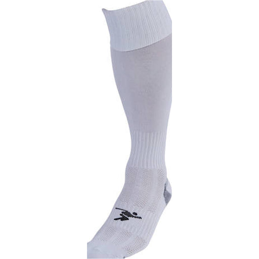 JUNIOR SIZE 12-2 Pro Football Socks - PLAIN WHITE - Ventilated Toe Protection