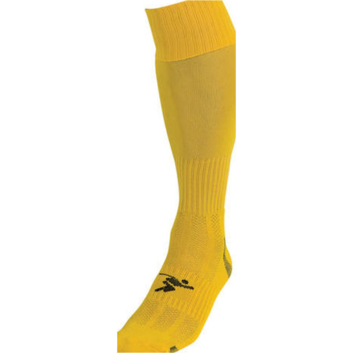 JUNIOR SIZE 12-2 Pro Football Socks - PLAIN YELLOW - Ventilated Toe Protection