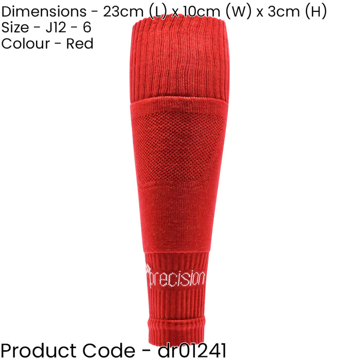 JUNIOR SIZE 12-6 Pro Footless Sleeve Football Socks - RED - Stretch Fit 