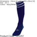 JUNIOR Size 12-2 Pro 3 Stripe Football Socks - NAVY/WHITE - Contoured Ankle