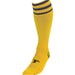 ADULT Size 7-11 Pro 3 Stripe Football Socks - YELLOW/ROYAL BLUE Contoured Ankle