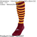 ADULT Size 7-11 Hooped Stripe Football Socks - MAROON/AMBER - Contoured Ankle