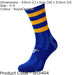 JUNIOR Size 3-6 Hooped Stripe Football Crew Socks ROYAL BLUE/AMBER Training