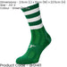 JUNIOR Size 12-2 Hooped Stripe Football Crew Socks GREEN/WHITE Training Ankle