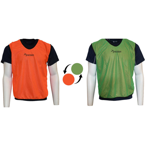 10-14 Years Youth Reversible Sports Training Bib - ORANGE & GREEN 2 Colour Vest