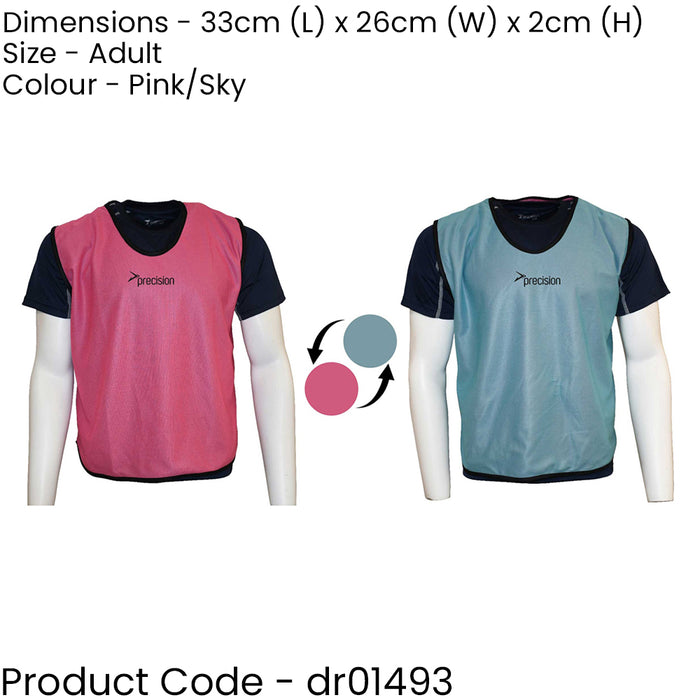 50 Inch Adult Reversible Sports Training Bib - PINK & SKY BLUE 2 Colour Vest