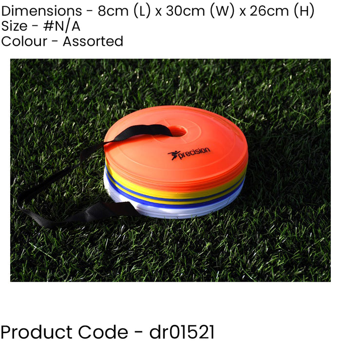 40 Pack Near Flat Sports Pitch Markers - 8.5 Inch Round Slim Cones & Carry Bag