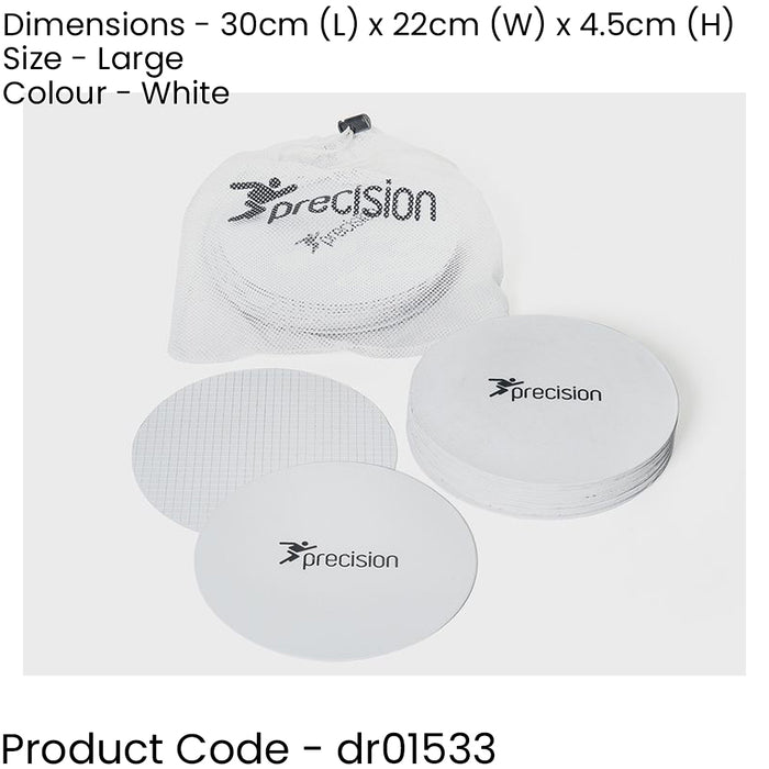 20 PACK 19.5cm WHITE Flat Rubber Pitch Marker Discs - Ultra Slim Outdoor Sports