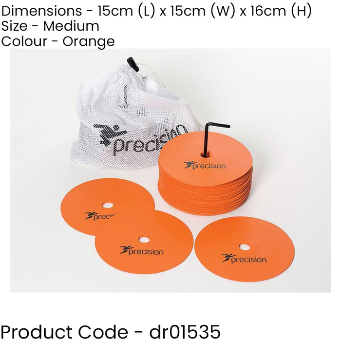 20 PACK 15cm ORANGE Flat Rubber Pitch Marker Discs - Ultra Slim Outdoor Sports
