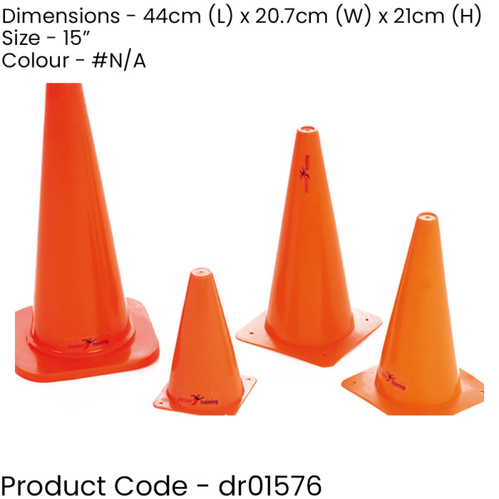 4 PACK 15" Orange Vinyl Sports Traning Cones - Football Pitch Safety Markers Set
