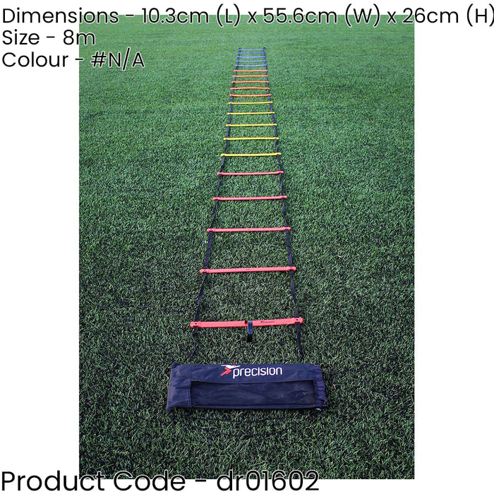 8m Flat Agility Speed Ladder Kit - Football Rugby Footwork Training Drill