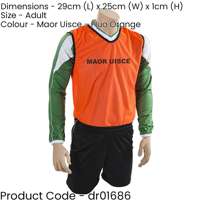 ADULT GAA Officials Bib - Maor Uisce Fluo Orange - Machine Washable Vest