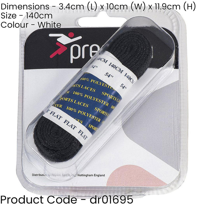 PAIR - 140cm White Flat Shoe Laces - Sporting Trainer Football Boot Lace 