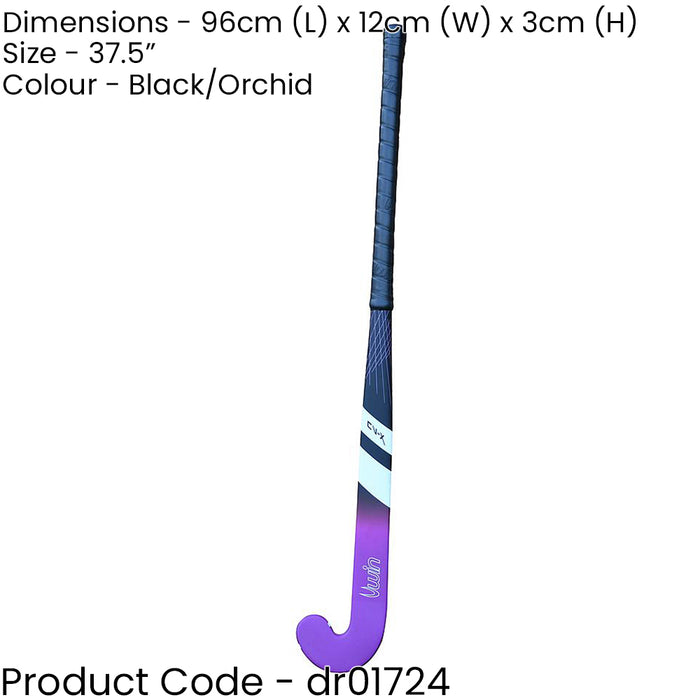 37.5 Inch Fiberglass Hockey Stick - BLACK/PURPLE - Standard Bow Comfort Grip Bat