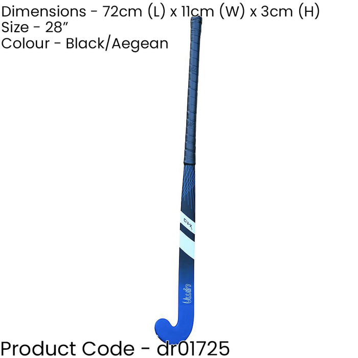 28 Inch Fiberglass Hockey Stick - BLACK/BLUE - Standard Bow Comfort Grip Bat