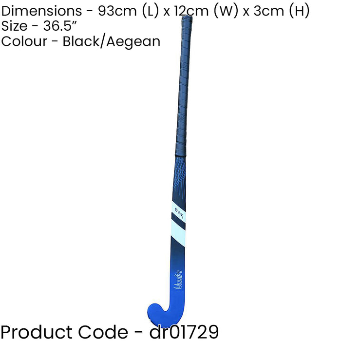 36.5 Inch Fiberglass Hockey Stick - BLACK/BLUE - Standard Bow Comfort Grip Bat