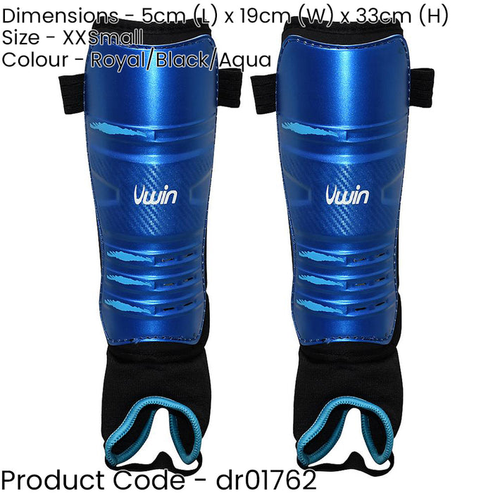 XXS Hockey Shinguards & Ankle Protectors - BLUE/BLACK - High Impact Lightweight