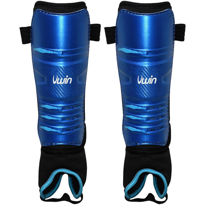 S Hockey Shinguards & Ankle Protectors - BLUE/BLACK - High Impact Lightweight