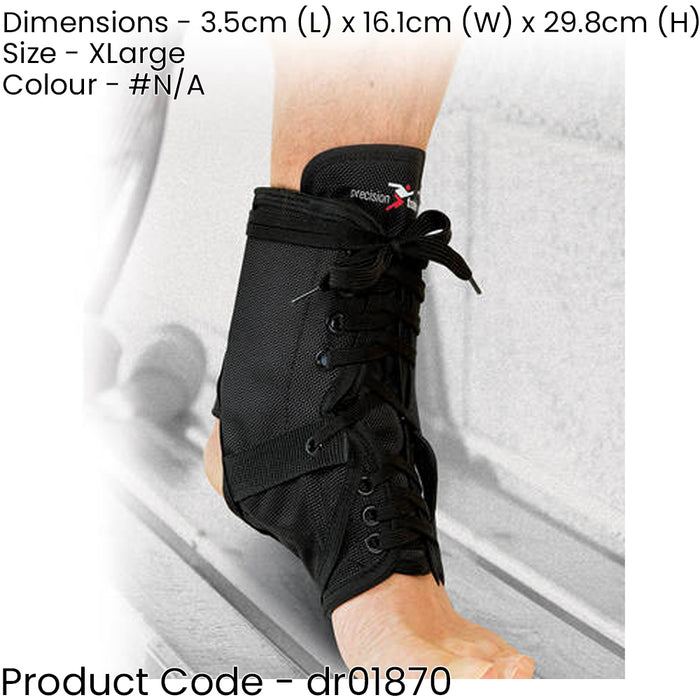 XLARGE Neoprene Ankle Brace & Stays - Lace Up Foot Support Sprain Pain Injury