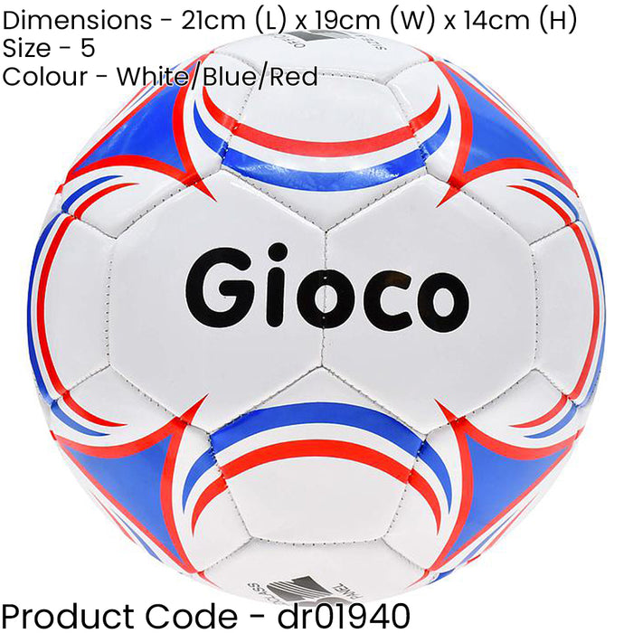 Size 5 PVC Training Football - WHITE/BLUE/RED Skill Control Practice Ball
