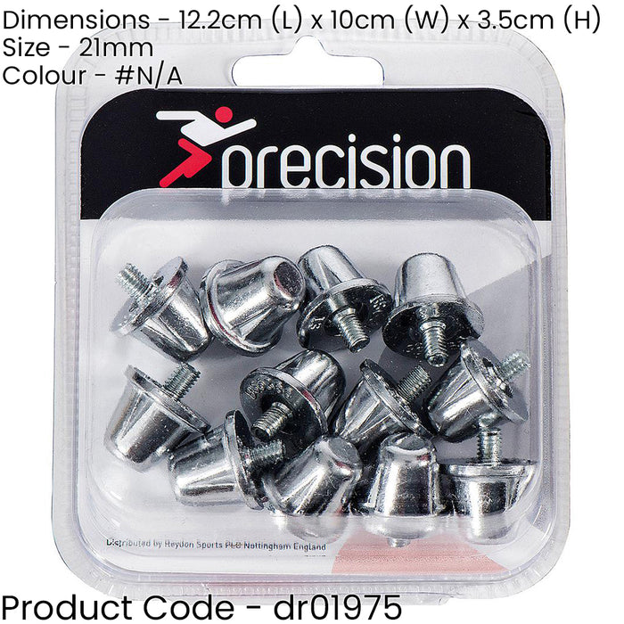12 PACK 21mm Alloy Rugby Union Boot Studs - Screw-in Silver Grass Shoe Grips