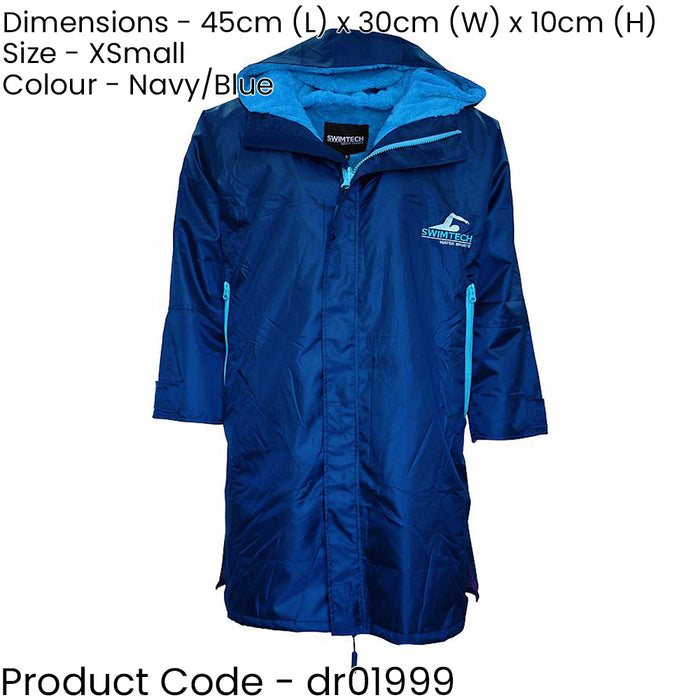 XSMALL Navy Water Resistant Fleece Lined Parka Robe - Swimming Outdoor Sports