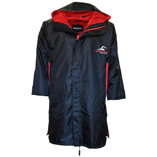 MEDIUM Black/Red Water Resistant Fleece Lined Parka Robe Swimming Outdoor Sports