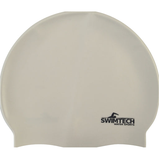 ONE SIZE Silicone Swim Cap - WHITE - Comfort Fit Unisex Swimming Hair Hat