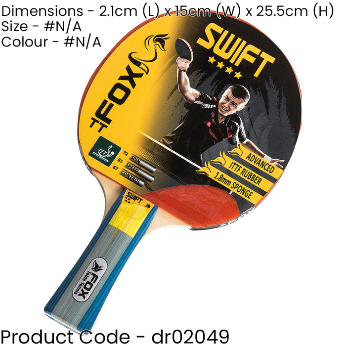 4 STAR Table Tennis Bat - 1.8mm Sponge 6mm Blade Flared Handle Racket Ping Pong