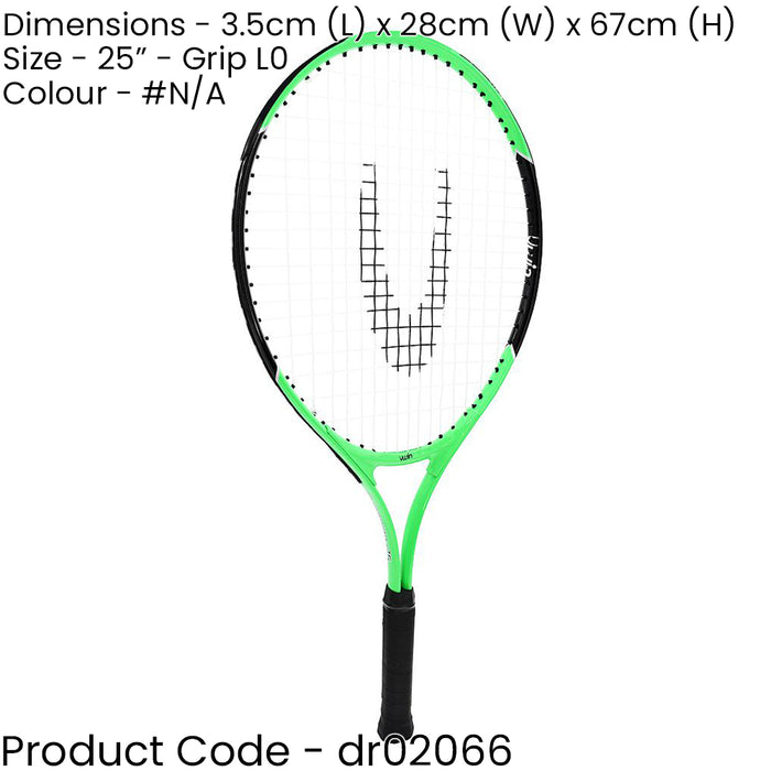 Junior ITF Tennis Racket - 25 Inch 8-10 Years - L0 Grip Lightweight Aluminium