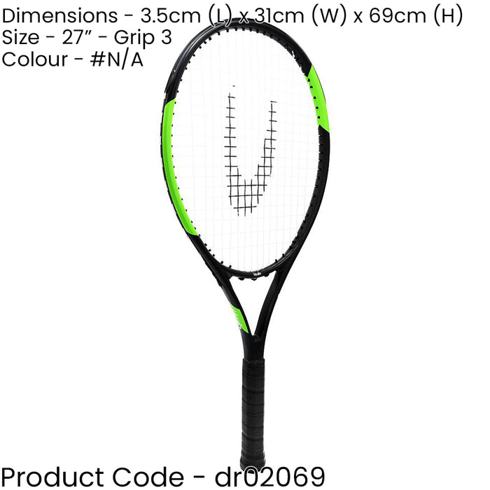 Adult PRO Tennis Racket - 27 Inch L3 Grip - Lightweight Graphite/Aluminium Court
