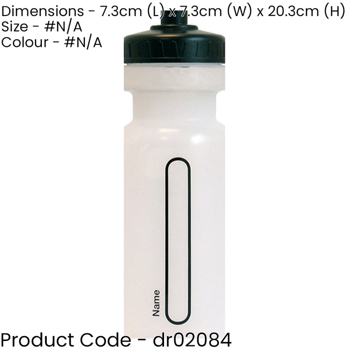 Clear Child School Water Bottle & Name Slot - Screw Top Pull up Mouth Sport PE